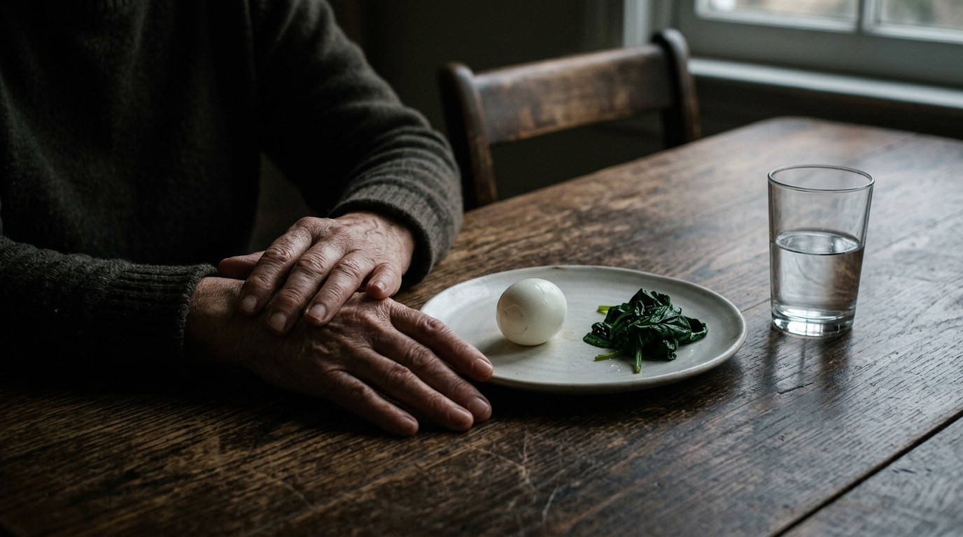 A sparse meal on a plate, illustrating the physical toll of trying to lose 5 pounds a week.