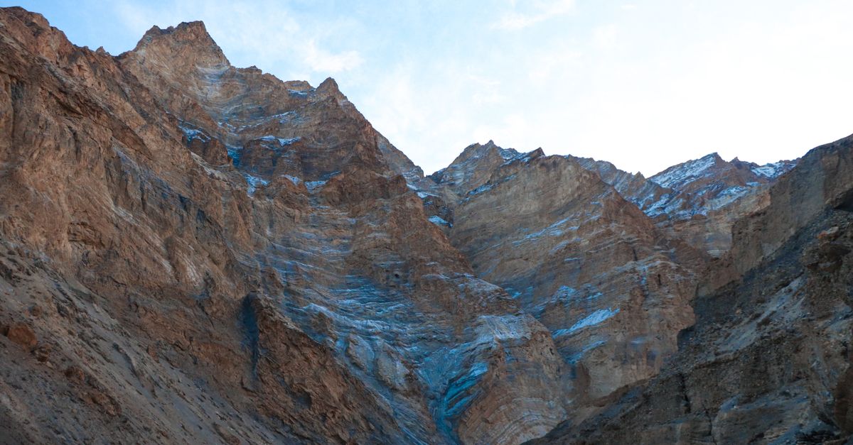 Rugged Himalayan rock face of the kind shilajit resin seeps from